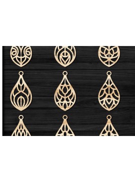 Σετ των 3 Intra απο ξύλο plywood 3mm-4mm πάχος - Σκουλαρίκια Jewelry Laser Cut  Bundle 74 Δίασταση 3x3 cm INTRAFABR-78561064