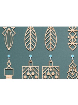 Σετ των 3 Intra απο ξύλο plywood 3mm-4mm πάχος - Σκουλαρίκια Κοσμήματα Σετ Laser Cut Δίασταση 3x3 cm INTRAFABR-56685846