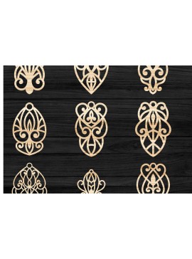 Σετ των 3 Intra απο ξύλο plywood 3mm-4mm πάχος - Earrings Jewelry  Bundle, Cut Files Δίασταση 3x3 cm INTRAFABR-78342592