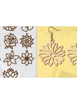 Σετ των 3 Intra απο ξύλο plywood 3mm-4mm πάχος - Σκουλαρίκια Μπρελόκ Laser Cut BNDLE Δίασταση 3x3 cm INTRAFABR-104538960