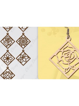 Σετ των 3 Intra απο ξύλο plywood 3mm-4mm πάχος - Σκουλαρίκια Μπρελόκ Laser Cut BNDLE Δίασταση 3x3 cm INTRAFABR-104538519