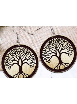 Σετ των 3 Intra απο ξύλο plywood 3mm-4mm πάχος - Σκουλαρίκια Laser cut. Boho Σκουλαρίκια Laser Δίασταση 3x3 cm INTRAFABR-119144991