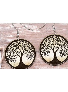 Σετ των 3 Intra απο ξύλο plywood 3mm-4mm πάχος - Σκουλαρίκια Laser cut. Boho Σκουλαρίκια Laser Δίασταση 3x3 cm INTRAFABR-119083974