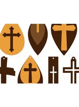 Σετ των 3 Intra απο ξύλο plywood 3mm-4mm πάχος - Σκουλαρίκια Laser Cut Cross Christian  Δίασταση 3x3 cm INTRAFABR-90242849