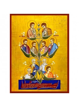 Εικόνα Ορθοδοξίας με περίγραμμα χρυσό σε ξύλο Φλαμουρίας  με  βάση Εικόνα ΑΓΙΟΙ ΔΕΚΑ ΚΡΗΤΗΣ Χειροποίητη Ελληνορθόδοξη εικόνα του Ιησού Χριστού, Κρεμαστή πλάκα βυζαντινής τέχνης, χριστιανική τέχνη Διάσταση 40x30 cm (10,2x7,9 ίντσες)  INTRAEK-1447757865175