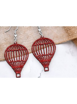 Σετ των 3 Intra απο ξύλο plywood 3mm-4mm πάχος - Σκουλαρίκια Laser cut. Μπαλόνι ζεστού αέρα. Δίασταση 3x3 cm INTRAFABR-112360264