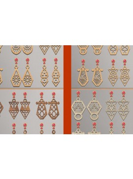 Σετ των 3 Intra απο ξύλο plywood 3mm-4mm πάχος - Σκουλαρίκια Laser Cut  Bundle Δίασταση 3x3 cm INTRAFABR-70105789