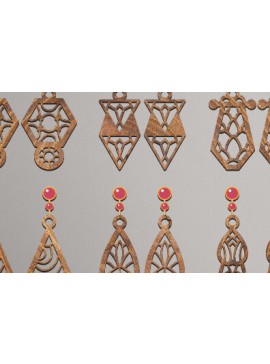 Σετ των 3 Intra απο ξύλο plywood 3mm-4mm πάχος - Σκουλαρίκια Laser Cut  Design Δίασταση 3x3 cm INTRAFABR-67788832