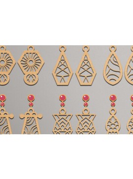 Σετ των 3 Intra απο ξύλο plywood 3mm-4mm πάχος - Σκουλαρίκια Laser Cut  Design Δίασταση 3x3 cm INTRAFABR-67788902