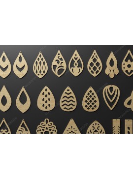 Σετ των 2 Intra απο ξύλο plywood 3mm-4mm πάχος - Σετ σκουλαρικιών με λέιζερ Πρότυπα σκουλαρικιών Δίασταση 30x20 cm INTRAFABR-68564667