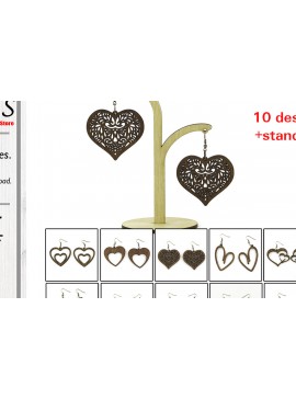 Σετ των 2 Intra απο ξύλο plywood 3mm-4mm πάχος - Σκουλαρίκια Laser File.10 Σχέδια και βάση Δίασταση 9x13 cm INTRAFABR-113676658