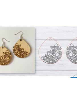 Σετ των 3 Intra απο ξύλο plywood 3mm-4mm πάχος - Σκουλαρίκια  | Daisy  |  Δίασταση 3x3 cm INTRAFABR-29596959