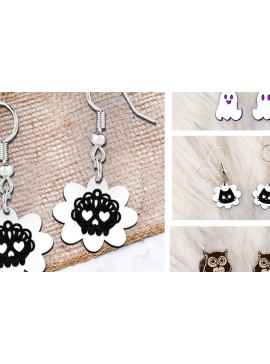 Σετ των 3 Intra απο ξύλο plywood 3mm-4mm πάχος - Σκουλαρίκια . Σκουλαρίκια απόκριες. Δίασταση 3x3 cm INTRAFABR-103000264