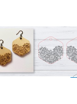 Σετ των 3 Intra απο ξύλο plywood 3mm-4mm πάχος - Σκουλαρίκια  | Sunflower  | Δίασταση 3x3 cm INTRAFABR-29598233