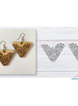 Σετ των 3 Intra απο ξύλο plywood 3mm-4mm πάχος - Σκουλαρίκια  | Sunflower  | Δίασταση 3x3 cm INTRAFABR-29598265