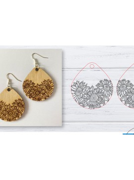 Σετ των 3 Intra απο ξύλο plywood 3mm-4mm πάχος - Σκουλαρίκια  | Sunflower  | Δίασταση 3x3 cm INTRAFABR-29598286