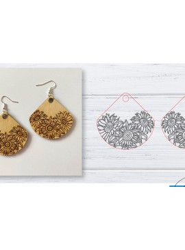 Σετ των 3 Intra απο ξύλο plywood 3mm-4mm πάχος - Σκουλαρίκια  | Sunflower  | Δίασταση 3x3 cm INTRAFABR-29598319