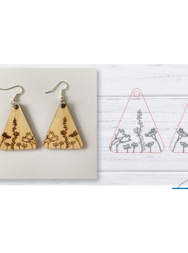 Σετ των 3 Intra απο ξύλο plywood 3mm-4mm πάχος - Σκουλαρίκια  | Wildflower  | Δίασταση 3x3 cm INTRAFABR-29598780