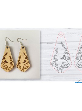 Σετ των 3 Intra απο ξύλο plywood 3mm-4mm πάχος - Σκουλαρίκια  | Wildflower  | Δίασταση 3x3 cm INTRAFABR-29598801