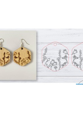 Σετ των 3 Intra απο ξύλο plywood 3mm-4mm πάχος - Σκουλαρίκια  | Wildflower  | Δίασταση 3x3 cm INTRAFABR-29598847