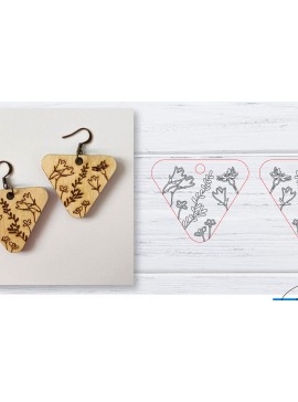 Σετ των 3 Intra απο ξύλο plywood 3mm-4mm πάχος - Σκουλαρίκια  | Wildflower  | Δίασταση 3x3 cm INTRAFABR-29598874