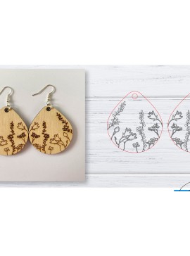 Σετ των 3 Intra απο ξύλο plywood 3mm-4mm πάχος - Σκουλαρίκια  | Wildflower  | Δίασταση 3x3 cm INTRAFABR-29598912