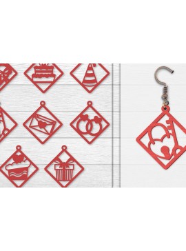 Σετ των 3 Intra απο ξύλο plywood 3mm-4mm πάχος - Σκουλαρίκια Valentine Lasercut Δίασταση 3x3 cm INTRAFABR-114654944