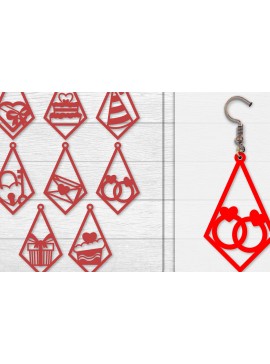 Σετ των 3 Intra απο ξύλο plywood 3mm-4mm πάχος - Σκουλαρίκια Valentine Lasercut Δίασταση 3x3 cm INTRAFABR-114654946