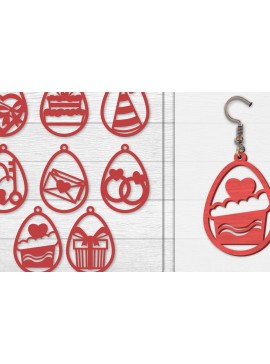 Σετ των 3 Intra απο ξύλο plywood 3mm-4mm πάχος - Σκουλαρίκια Valentine Lasercut Δίασταση 3x3 cm INTRAFABR-114654949