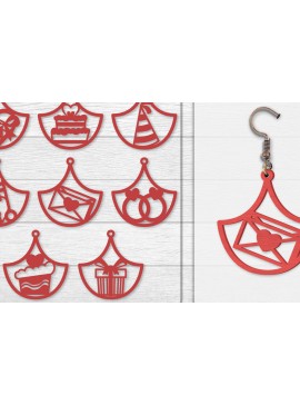 Σετ των 3 Intra απο ξύλο plywood 3mm-4mm πάχος - Σκουλαρίκια Valentine Lasercut Δίασταση 3x3 cm INTRAFABR-114654975