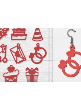 Σετ των 3 Intra απο ξύλο plywood 3mm-4mm πάχος - Σκουλαρίκια Valentine Lasercut Δίασταση 3x3 cm INTRAFABR-114654987