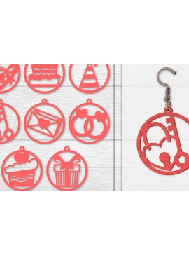 Σετ των 3 Intra απο ξύλο plywood 3mm-4mm πάχος - Σκουλαρίκια Valentine Lasercut Δίασταση 3x3 cm INTRAFABR-114654943