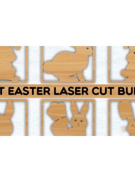 Intra απο ξύλο plywood 3mm-4mm πάχος - Easter 6 Set Bunny Laser Cut File  Δίασταση 40x50 cm INTRAFABR-67115578