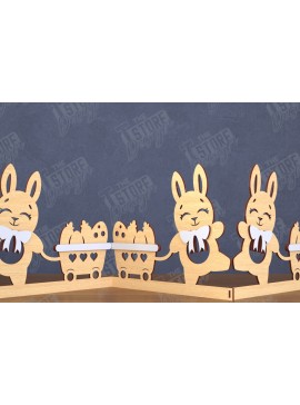 Σετ των 2 Intra απο ξύλο plywood 3mm-4mm πάχος - Πασχαλινή πινακίδα ακορντεόν | Happy Bunny |CNC Δίασταση 15x15 cm INTRAFABR-117719714