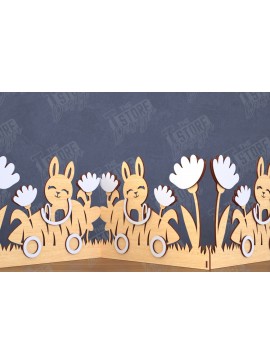 Σετ των 2 Intra απο ξύλο plywood 3mm-4mm πάχος - Πασχαλινή πινακίδα ακορντεόν | Happy Bunny |CNC Δίασταση 15x15 cm INTRAFABR-117719728