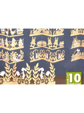 Σετ των 2 Intra απο ξύλο plywood 3mm-4mm πάχος - Πασχαλινό Πακέτο Πινακίδων Ακορντεόν |  CNC Δίασταση 15x15 cm INTRAFABR-117719820