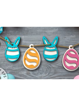 Σετ των 2 Intra απο ξύλο plywood 3mm-4mm πάχος - Πασχαλινή διακόσμηση πανό  Δίασταση 15x15 cm INTRAFABR-116898413