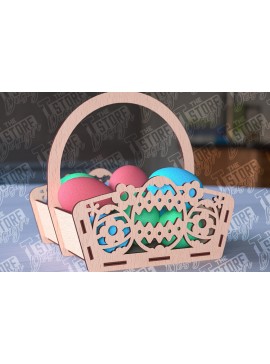 Σετ των 2 Intra απο ξύλο plywood 3mm-4mm πάχος - Πασχαλινό καλάθι Laser Cut | Καλό Πάσχα Δίασταση 15x15 cm INTRAFABR-91057161