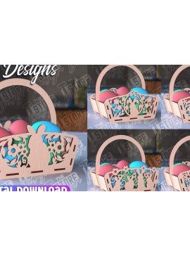 Σετ των 2 Intra απο ξύλο plywood 3mm-4mm πάχος - Πασχαλινό καλάθι Laser Cut | Καλό Πάσχα Δίασταση 15x15 cm INTRAFABR-91057180