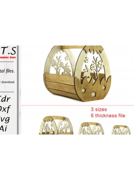 Σετ των 3 Intra απο ξύλο plywood 3mm-4mm πάχος - Πασχαλινό καλάθι . Καλάθια κοπής με λέιζερ Δίασταση 13x17 cm INTRAFABR-93547395