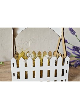 Σετ των 3 Intra απο ξύλο plywood 3mm-4mm πάχος - Πασχαλινό καλάθι  Σχέδιο φράχτη με  Δίασταση 4x4 cm INTRAFABR-119534766