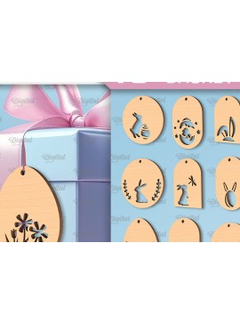 Σετ των 3 Intra απο ξύλο plywood 3mm-4mm πάχος - Πασχαλινό καλάθι Ετικέτες Δέσμη κοπής με λέιζερ Δίασταση 15x15 cm INTRAFABR-91876794