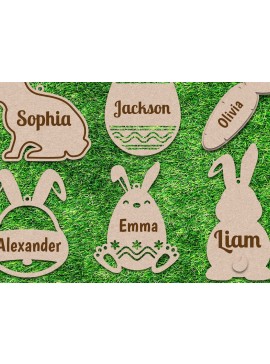 Σετ των 2 Intra απο ξύλο plywood 3mm-4mm πάχος - Πασχαλινό καλάθι Ετικέτες Namelaser Cut Files Δίασταση 15x15 cm INTRAFABR-9442072