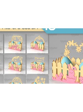 Σετ των 2 Intra απο ξύλο plywood 3mm-4mm πάχος - Πασχαλινό κουτί . 3D Πασχαλινό Καλάθι Laser Δίασταση 15x15 cm INTRAFABR-89118466