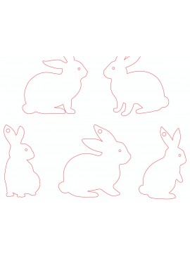 Σετ των 2 Intra απο ξύλο plywood 3mm-4mm πάχος - Πασχαλινό λαγουδάκι με λέιζερ κομμένο   Δίασταση 20x20 cm INTRAFABR-116758194