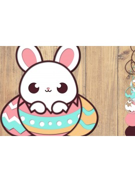 Σετ των 2 Intra απο ξύλο plywood 3mm-4mm πάχος - Easter Bunny 3d Paper Cut Laser Cut  Δίασταση 1500x1500 cm INTRAFABR-117993728