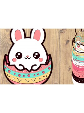 Σετ των 2 Intra απο ξύλο plywood 3mm-4mm πάχος - Easter Bunny 3d Paper Cut Laser Cut  Δίασταση 1500x1500 cm INTRAFABR-118059613