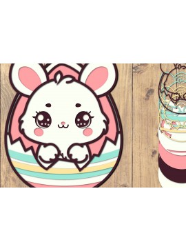 Σετ των 2 Intra απο ξύλο plywood 3mm-4mm πάχος - Easter Bunny 3d Paper Cut Laser Cut  Δίασταση 1500x1500 cm INTRAFABR-118059614