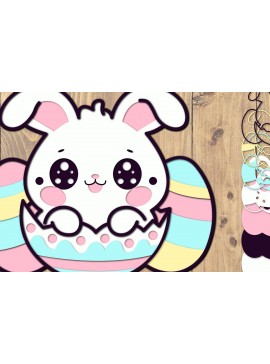 Σετ των 2 Intra απο ξύλο plywood 3mm-4mm πάχος - Easter Bunny 3d Paper Cut Laser Cut  Δίασταση 1500x1500 cm INTRAFABR-118059618