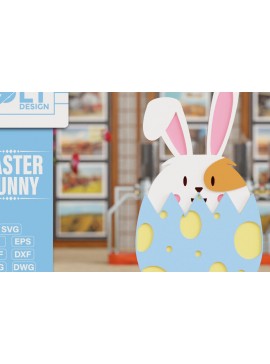 Σετ των 2 Intra απο ξύλο plywood 3mm-4mm πάχος - Easter Bunny 3D  Laser Cut Crafting Δίασταση 20x25 cm INTRAFABR-93624001